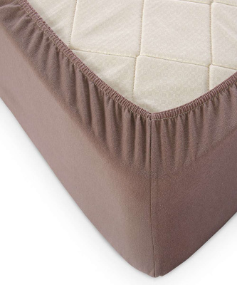 Трикотажная простынь на резинке мокко