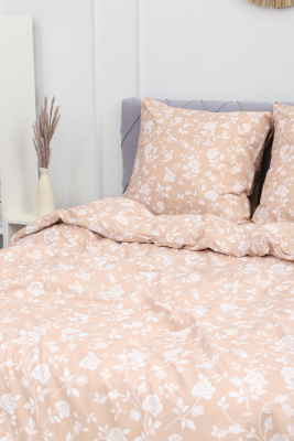 Пододеяльник поплин Цветочный рай-компаньон кофейный