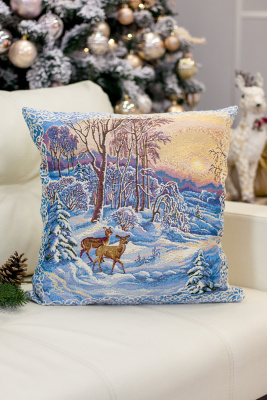 Наволочка 50х50 Олени голубой